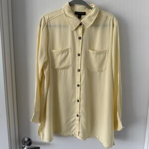 Womens Butter Yellow button up shirt Tencel Size P‎ XL NWT Monterey bay company